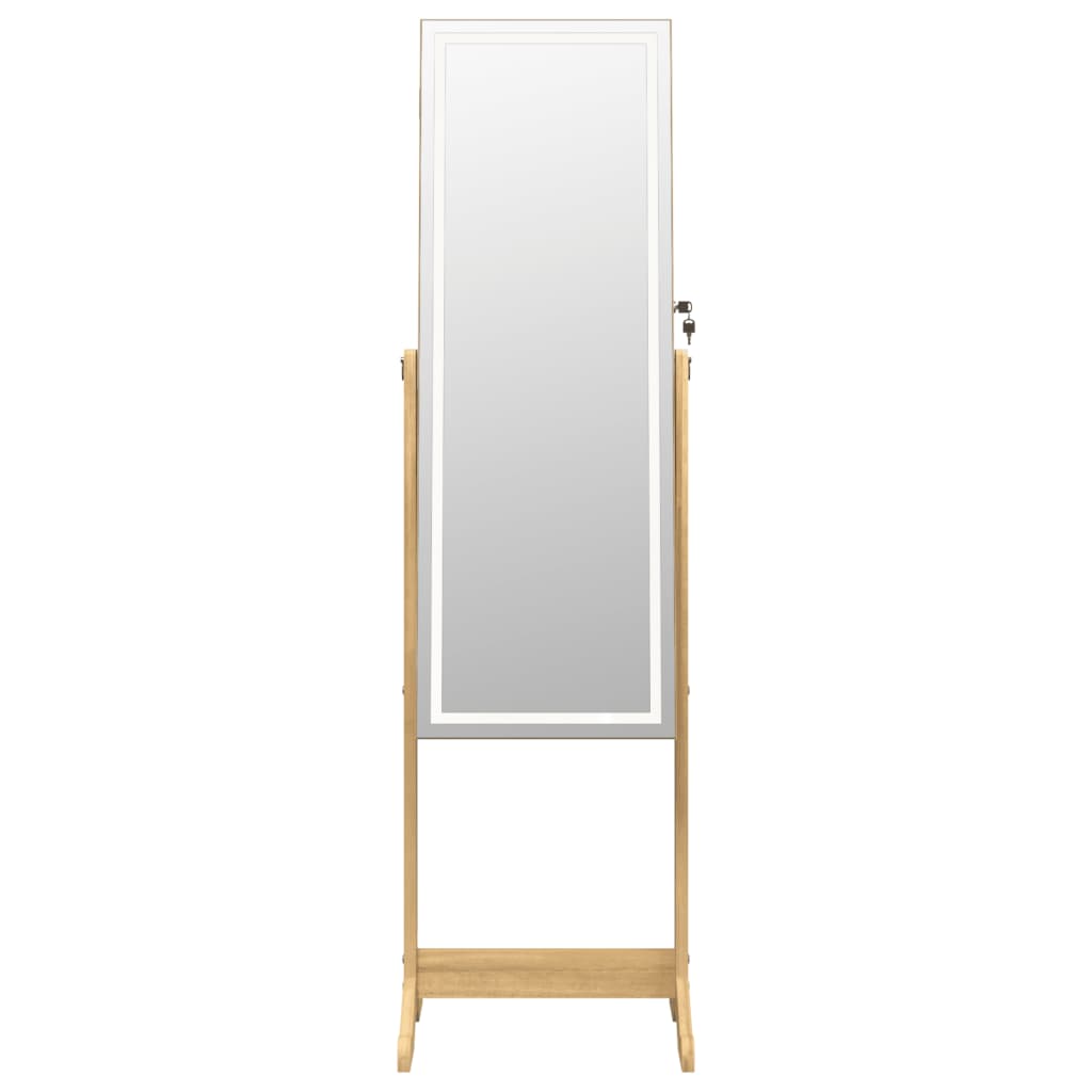 vidaXL Mirror Jewellery Cabinet with LED Lights Free Standing