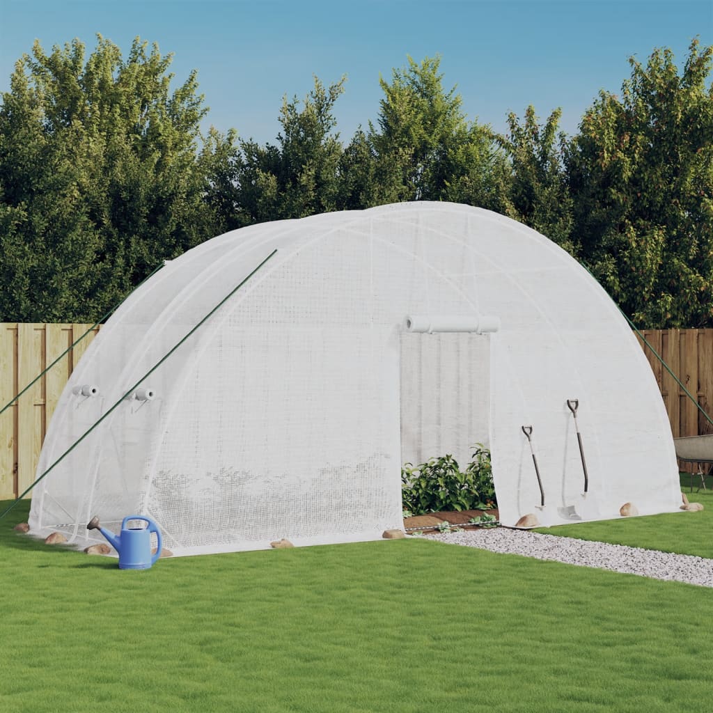 vidaXL Greenhouse with Steel Frame 24 m² 6x4x2.85 m White