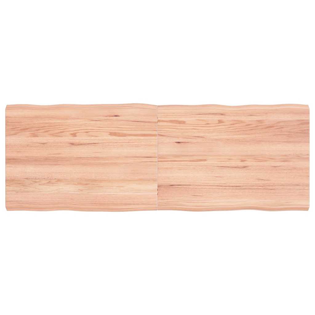 Table Top Solid Wood Oak Live Edge Light Brown Depth 50 cm 140 cm 4 cm