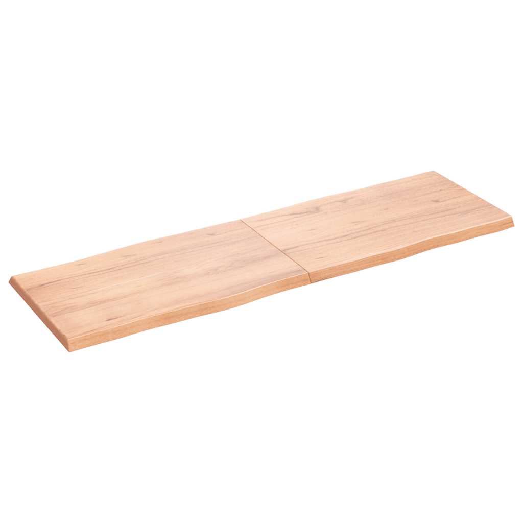 Table Top Solid Wood Oak Live Edge Light Brown Depth 50 cm 160 cm 4 cm
