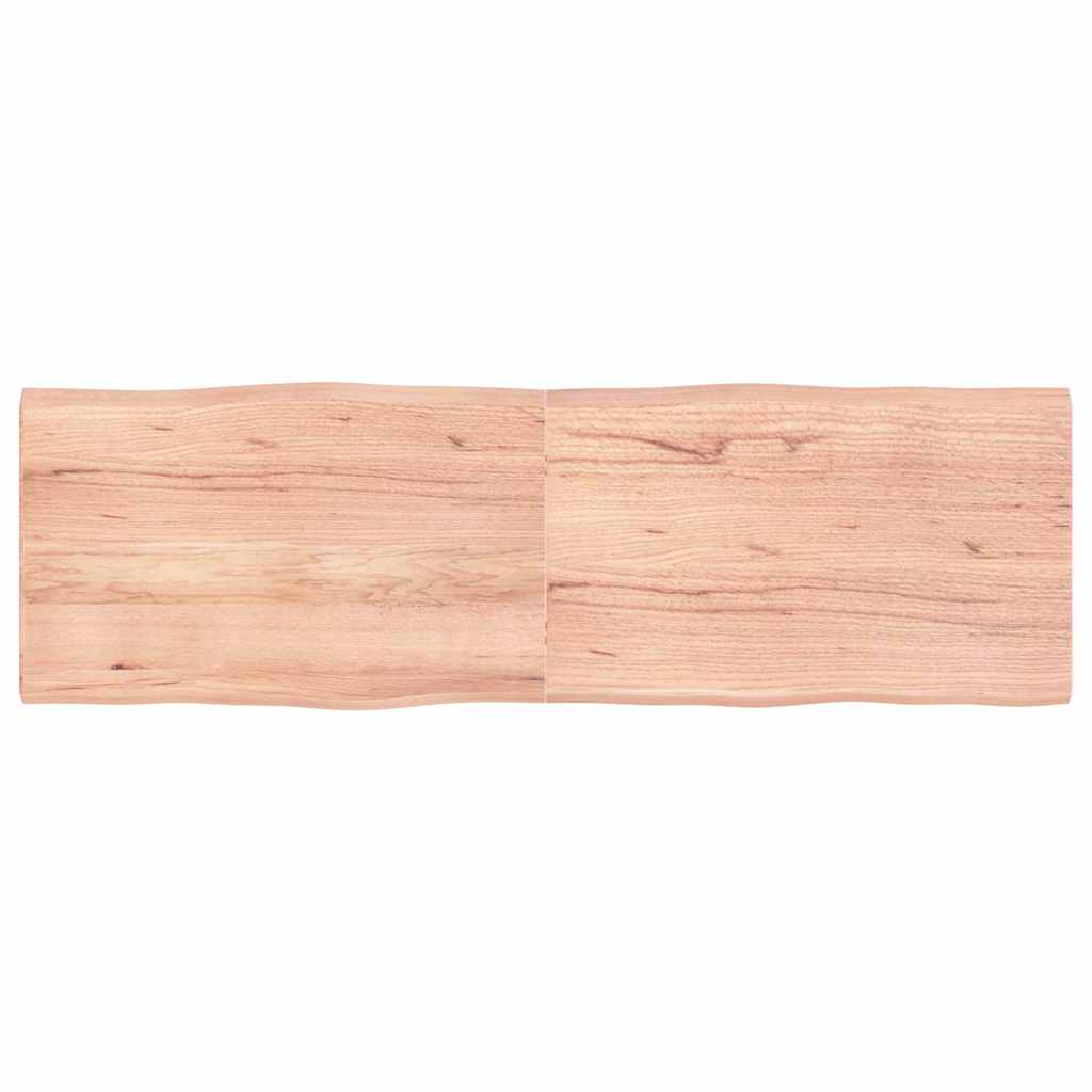 Table Top Solid Wood Oak Live Edge Light Brown Depth 50 cm 160 cm 4 cm