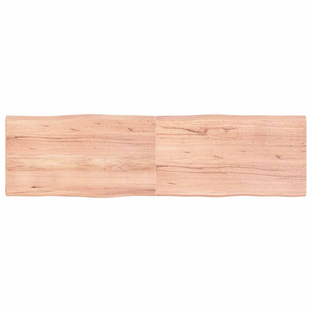 Table Top Solid Wood Oak Live Edge Light Brown Depth 50 cm 180 cm 4 cm