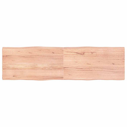 Table Top Solid Wood Oak Live Edge Light Brown Depth 50 cm 180 cm 4 cm