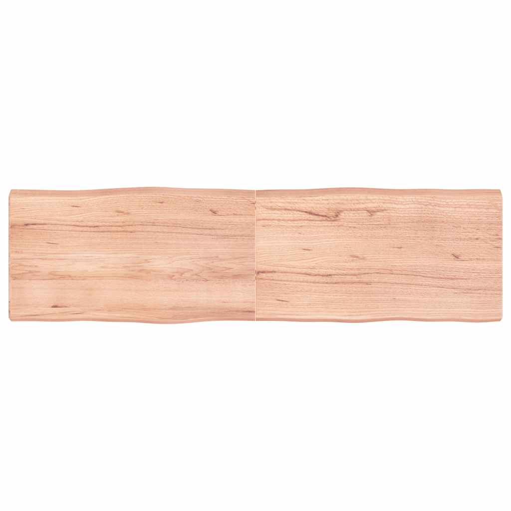 Table Top Solid Wood Oak Live Edge Light Brown Depth 50 cm 180 cm 6 cm