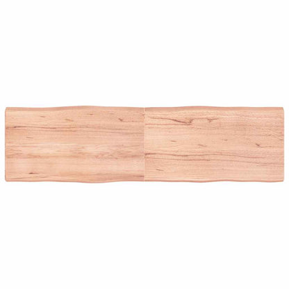 Table Top Solid Wood Oak Live Edge Light Brown Depth 50 cm 180 cm 6 cm
