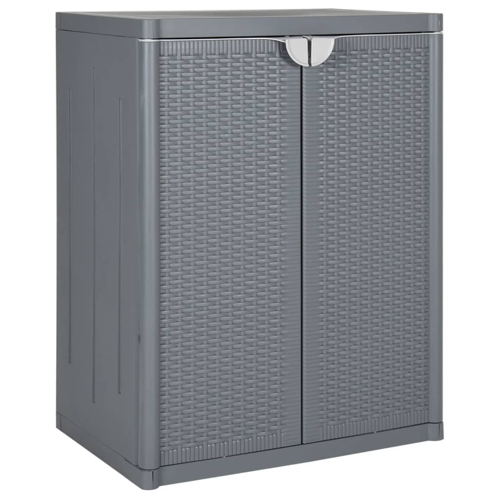 Garden Storage Cabinet 65x45x172 cm PP Rattan Grey 2 shelves