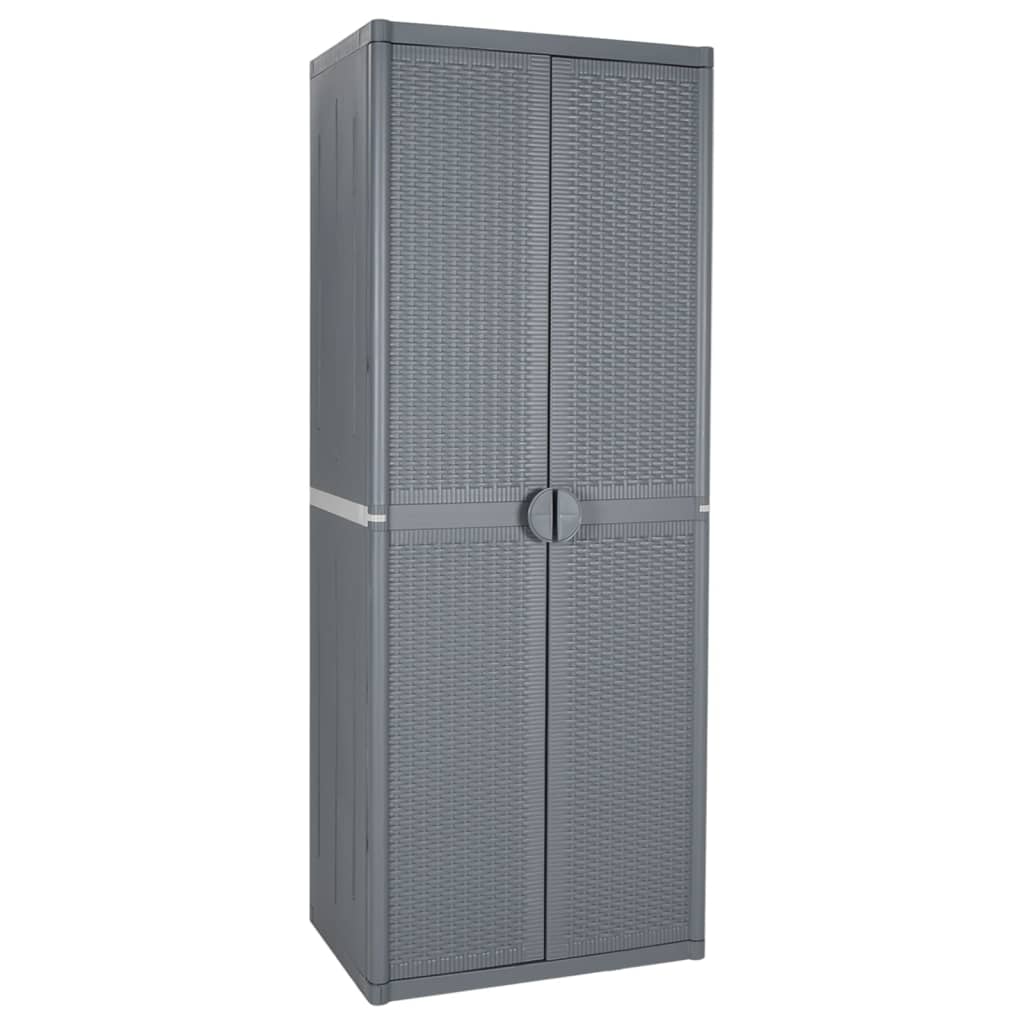 Garden Storage Cabinet 65x45x172 cm PP Rattan Grey 4 shelves