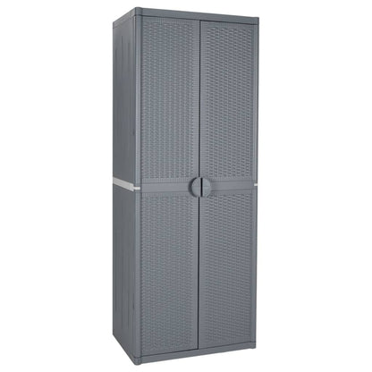 Garden Storage Cabinet 65x45x172 cm PP Rattan Grey 4 shelves