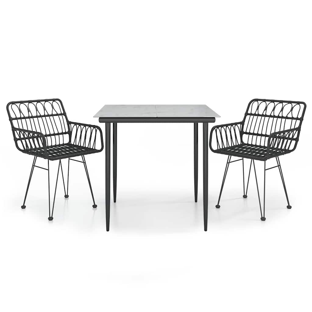 5 Piece Garden Dining Set Poly Rattan Black 2