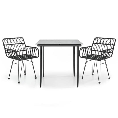 5 Piece Garden Dining Set Poly Rattan Black 2