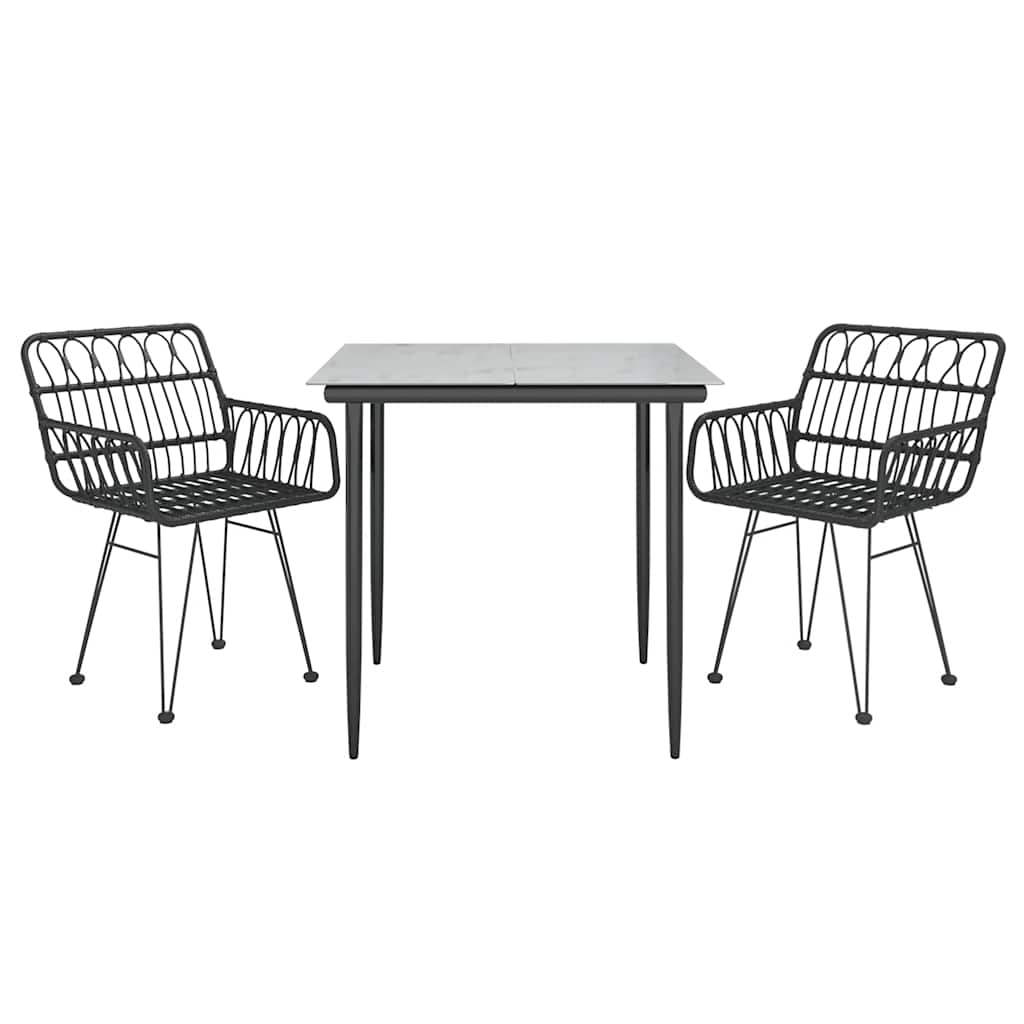 5 Piece Garden Dining Set Poly Rattan Black 2