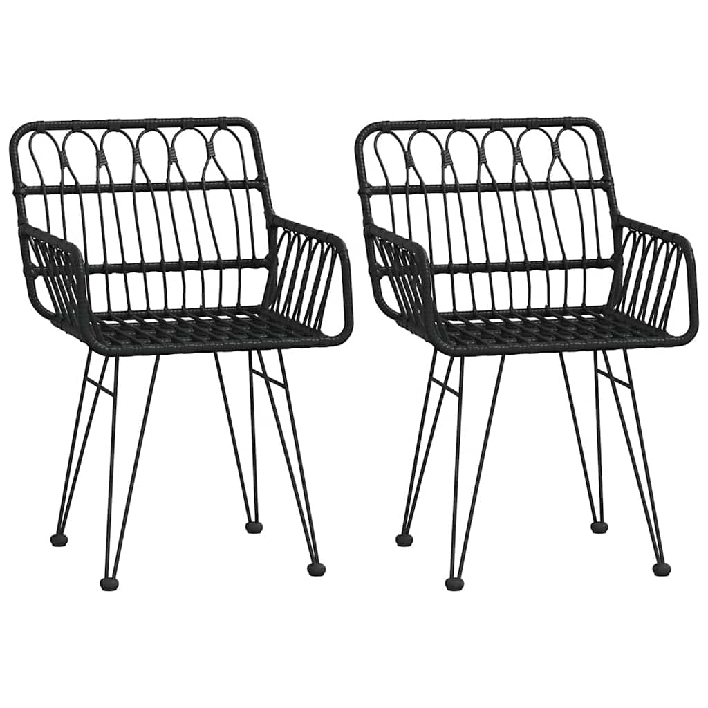 5 Piece Garden Dining Set Poly Rattan Black 2
