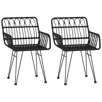 5 Piece Garden Dining Set Poly Rattan Black 2