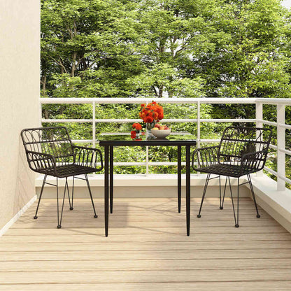 5 Piece Garden Dining Set Poly Rattan Black 2