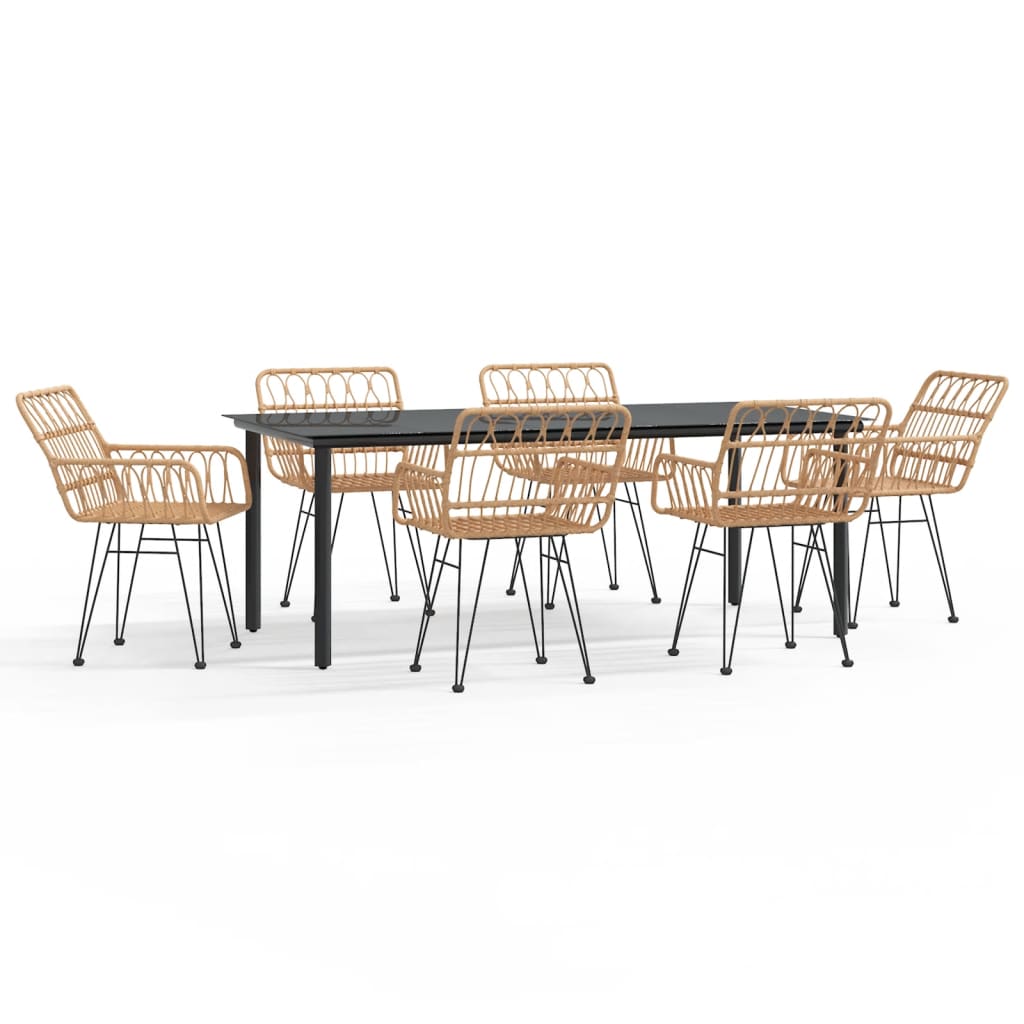 vidaXL 7 Piece Garden Dining Set Poly Rattan 2