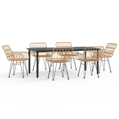 vidaXL 7 Piece Garden Dining Set Poly Rattan 2