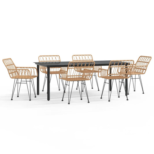vidaXL 7 Piece Garden Dining Set Poly Rattan 2