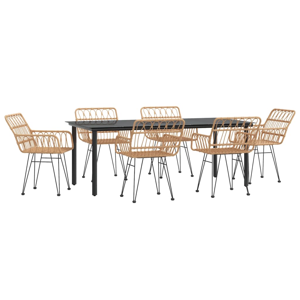vidaXL 7 Piece Garden Dining Set Poly Rattan 3