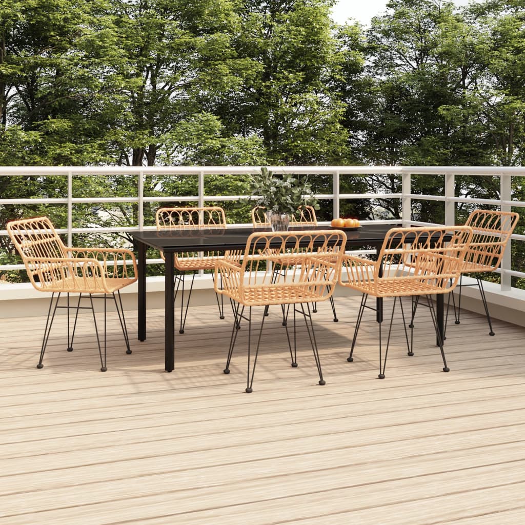 vidaXL 7 Piece Garden Dining Set Poly Rattan 1