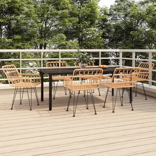 vidaXL 7 Piece Garden Dining Set Poly Rattan 1