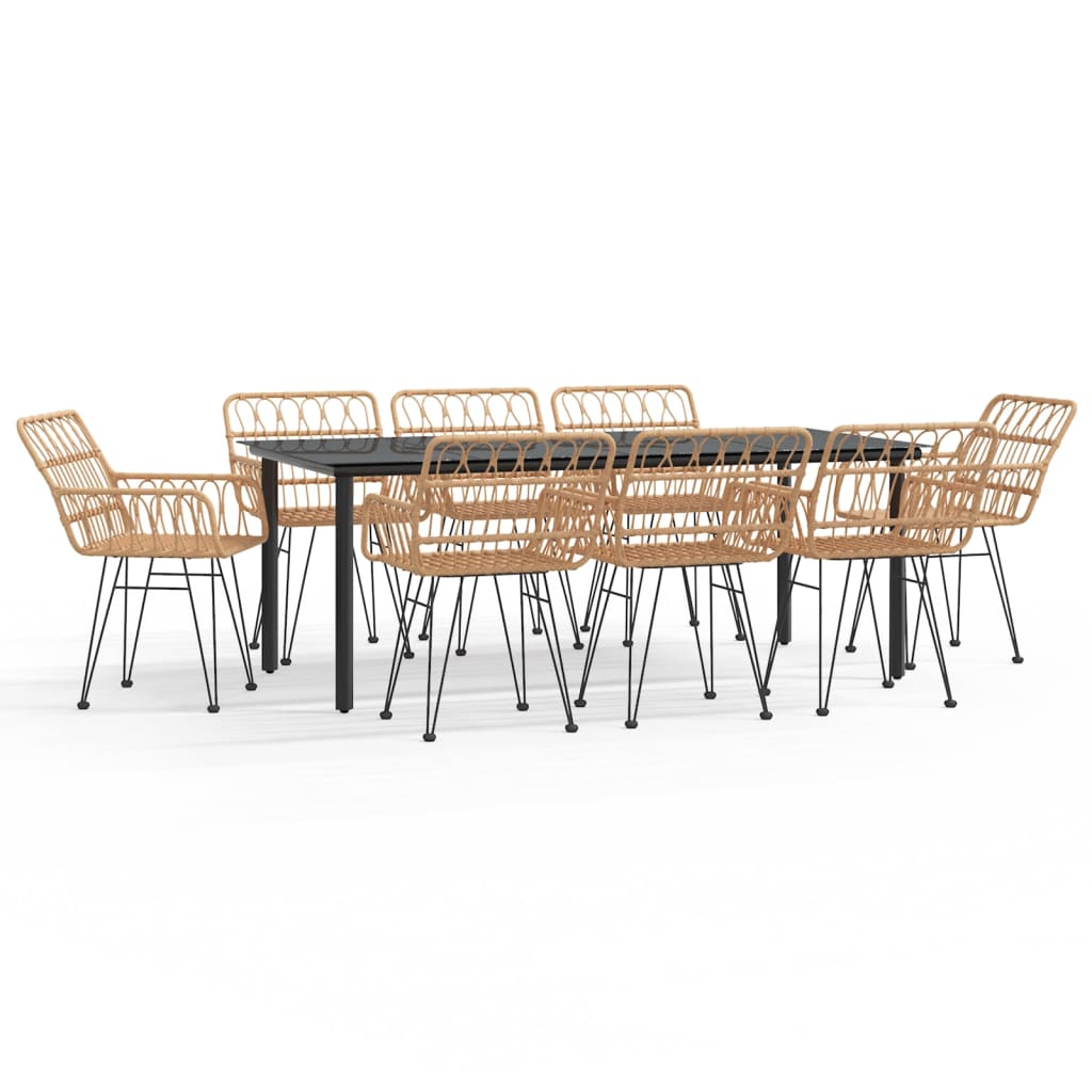 vidaXL 9 Piece Garden Dining Set Poly Rattan 2