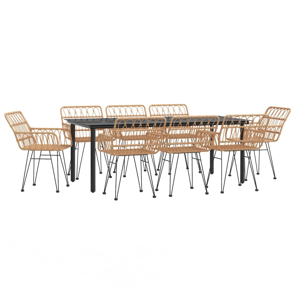 vidaXL 9 Piece Garden Dining Set Poly Rattan 3