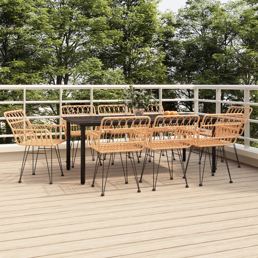 vidaXL 9 Piece Garden Dining Set Poly Rattan 1