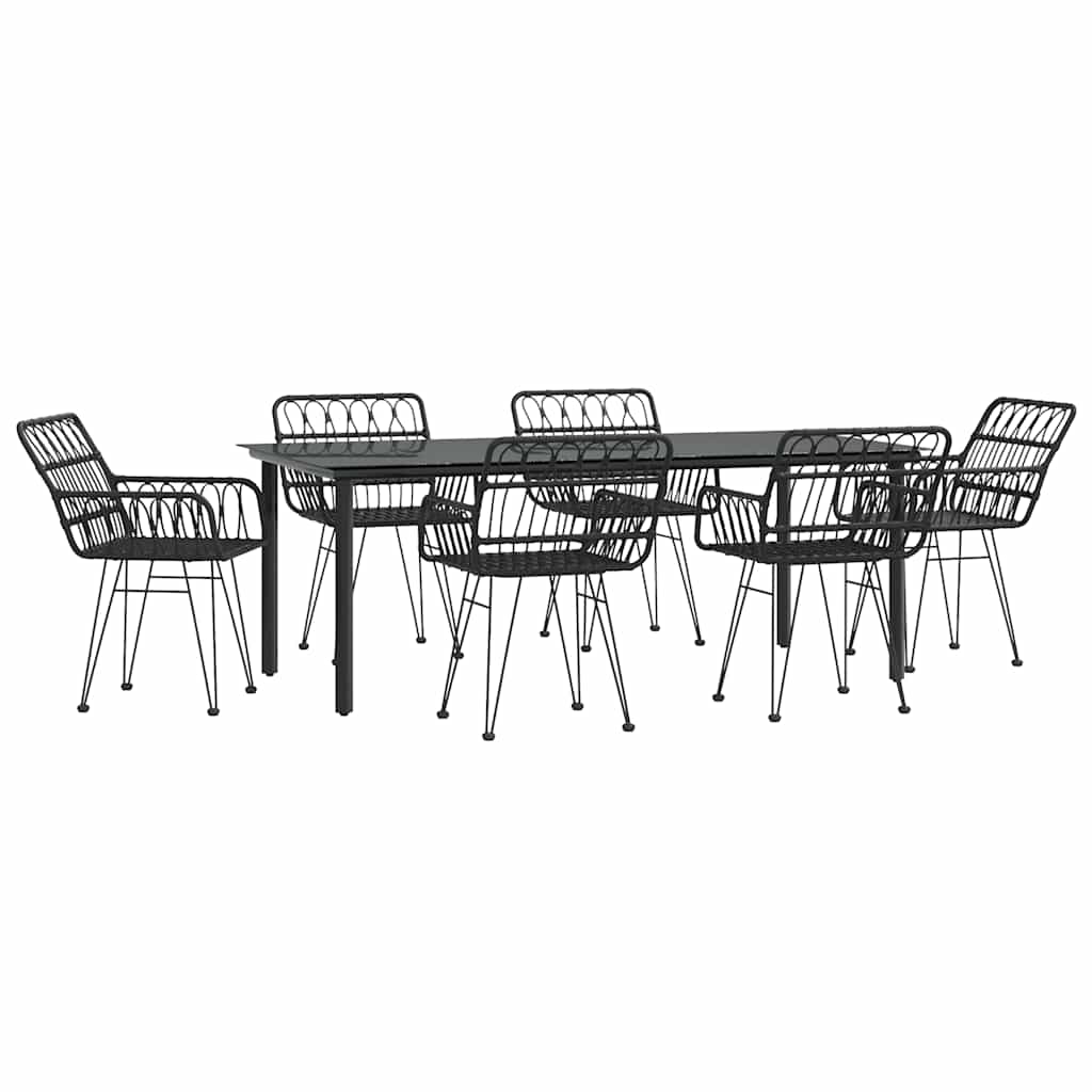 vidaXL 7 Piece Garden Dining Set Black Poly Rattan 3