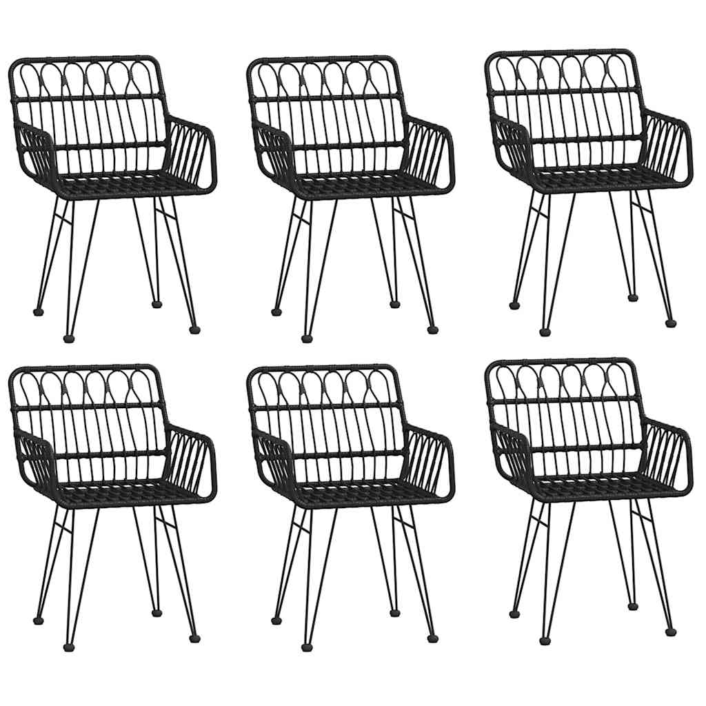 vidaXL 7 Piece Garden Dining Set Black Poly Rattan 4