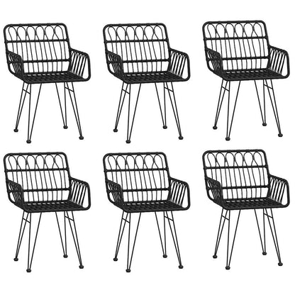 vidaXL 7 Piece Garden Dining Set Black Poly Rattan 4