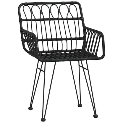 vidaXL 7 Piece Garden Dining Set Black Poly Rattan 5