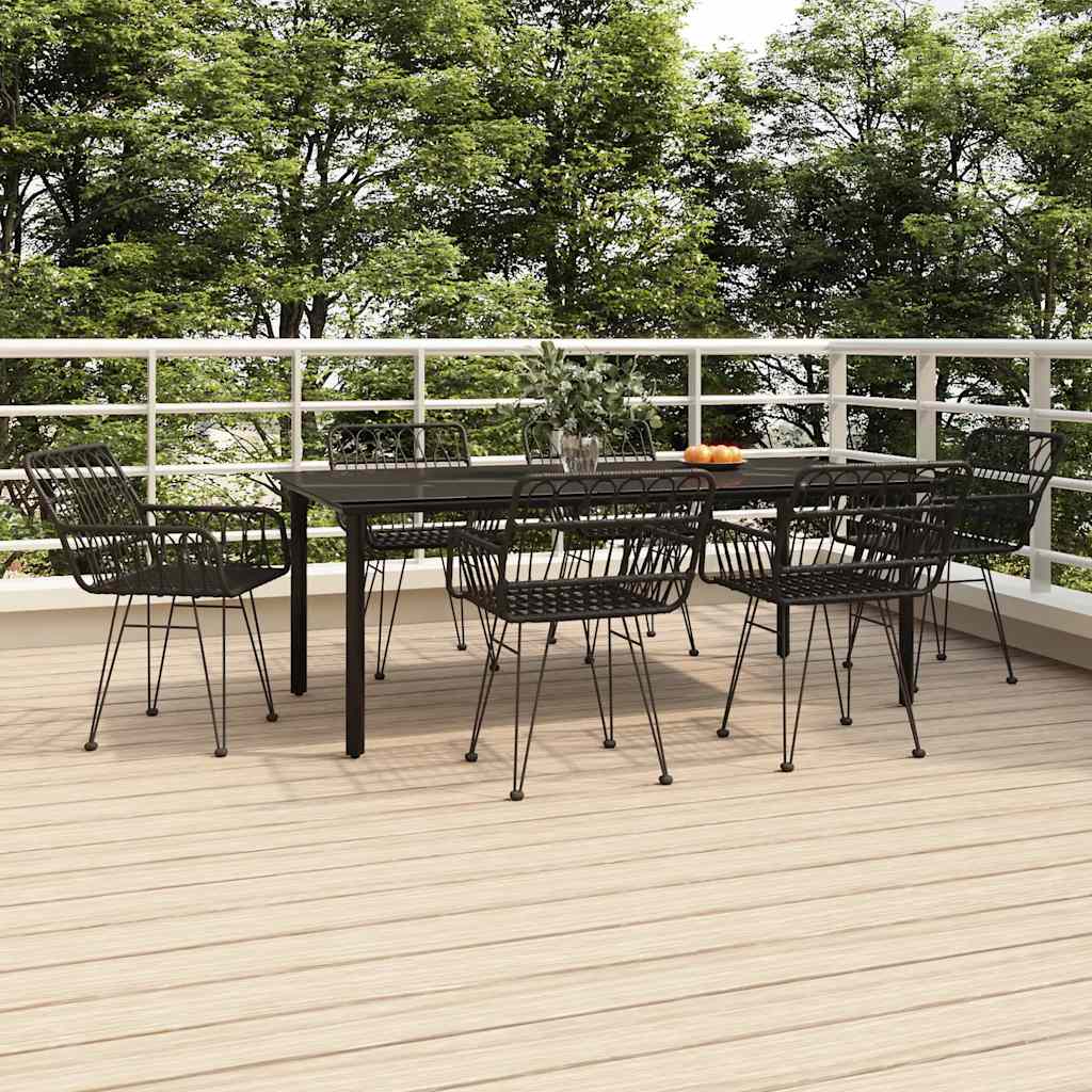 vidaXL 7 Piece Garden Dining Set Black Poly Rattan 1