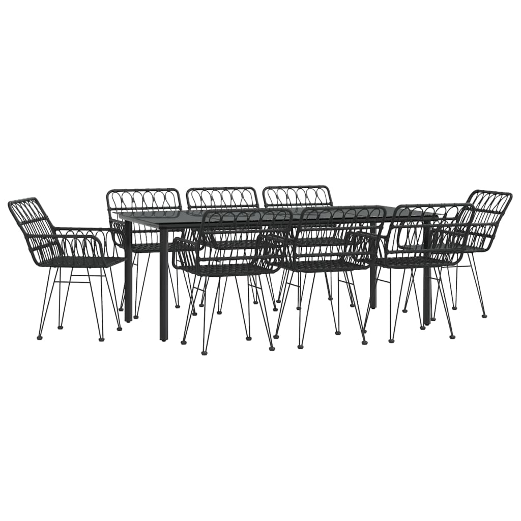 vidaXL 9 Piece Garden Dining Set Black Poly Rattan 3