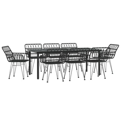 vidaXL 9 Piece Garden Dining Set Black Poly Rattan 3