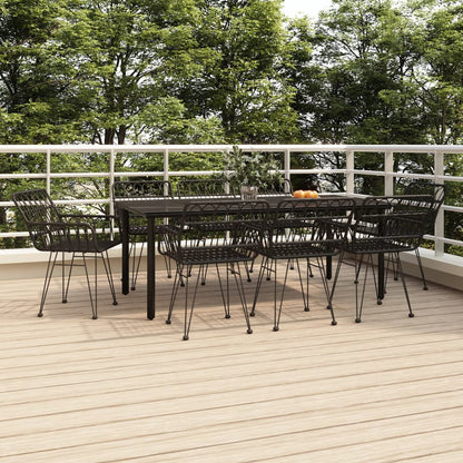 vidaXL 9 Piece Garden Dining Set Black Poly Rattan 1