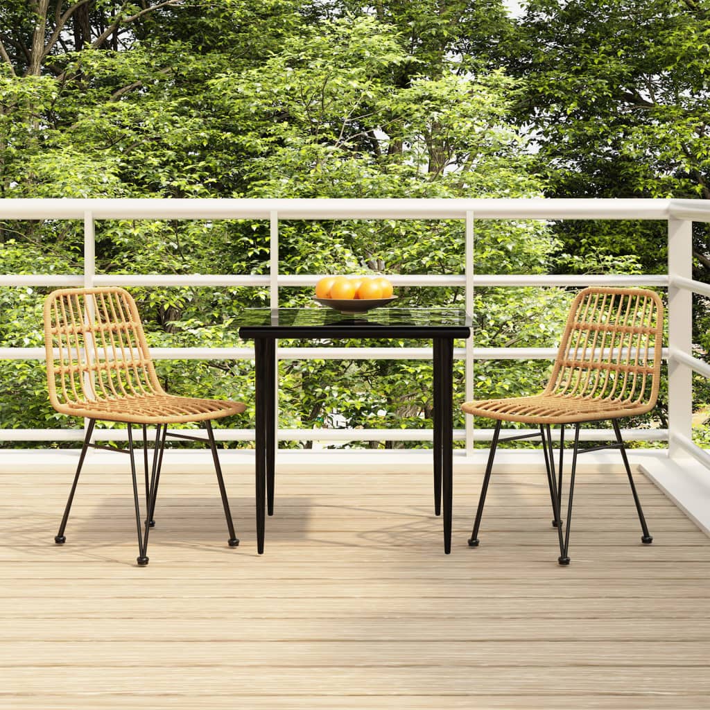 5 Piece Garden Dining Set Poly Rattan Brown 80 cm table length 2