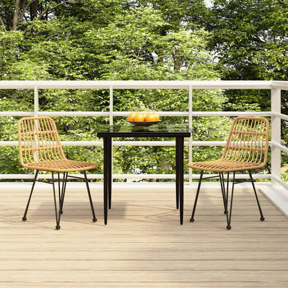 5 Piece Garden Dining Set Poly Rattan Brown 80 cm table length 2