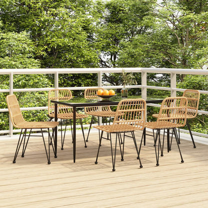 5 Piece Garden Dining Set Poly Rattan Brown 160 cm table length 6