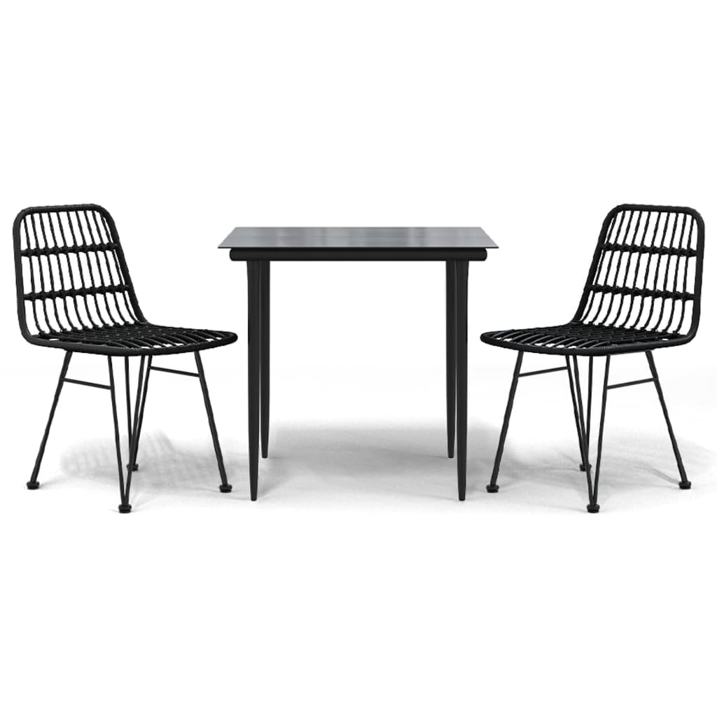 5 Piece Garden Dining Set Poly Rattan Black 80 cm table length 2