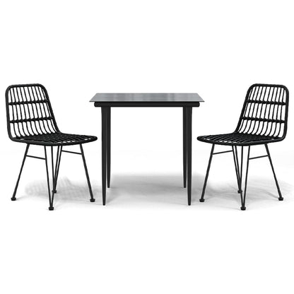 5 Piece Garden Dining Set Poly Rattan Black 80 cm table length 2