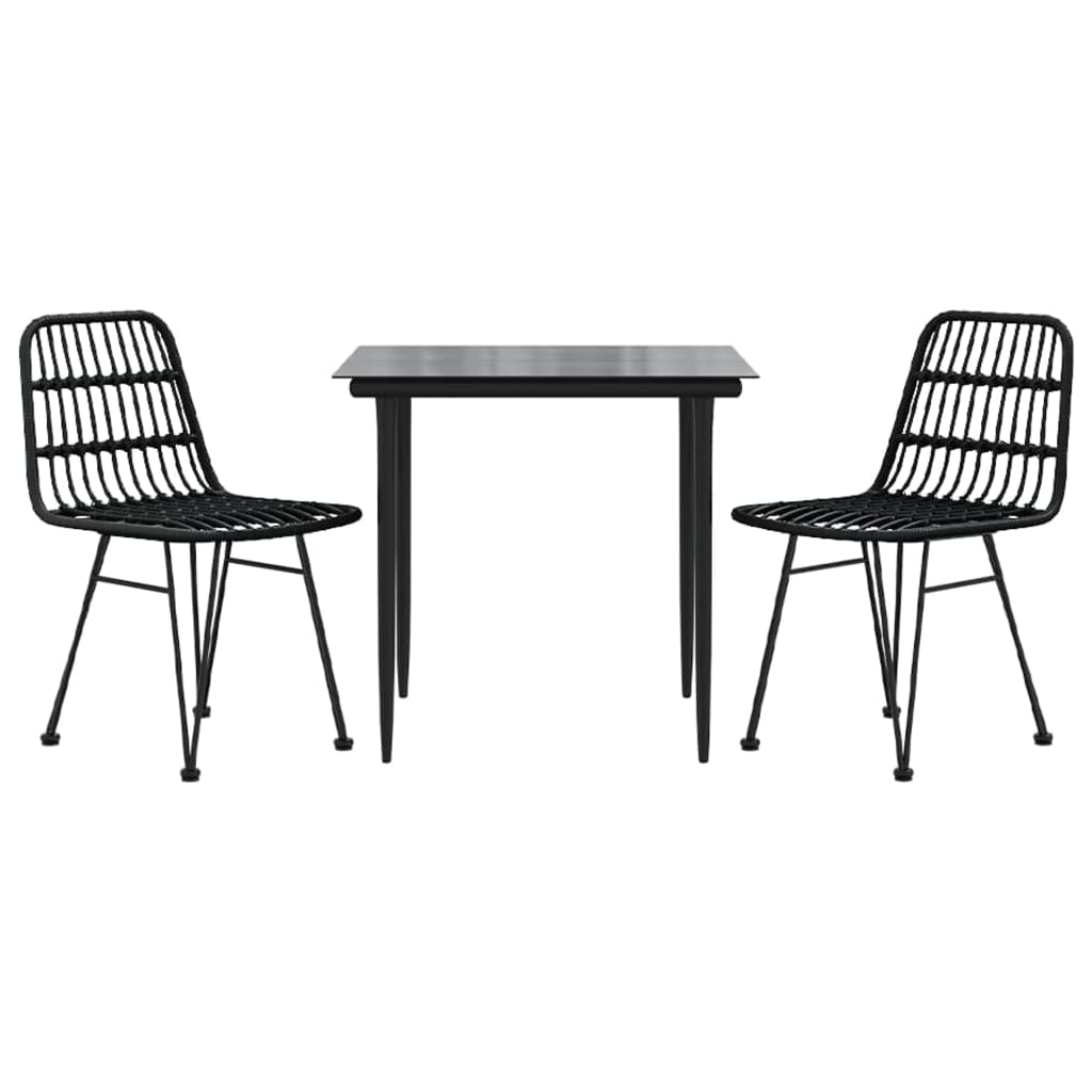 5 Piece Garden Dining Set Poly Rattan Black 80 cm table length 2