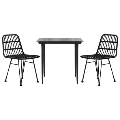 5 Piece Garden Dining Set Poly Rattan Black 80 cm table length 2