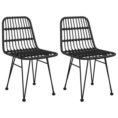 5 Piece Garden Dining Set Poly Rattan Black 80 cm table length 2