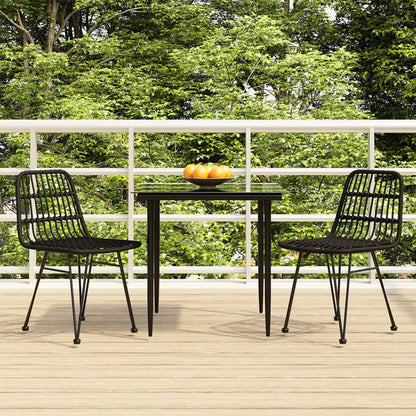 5 Piece Garden Dining Set Poly Rattan Black 80 cm table length 2