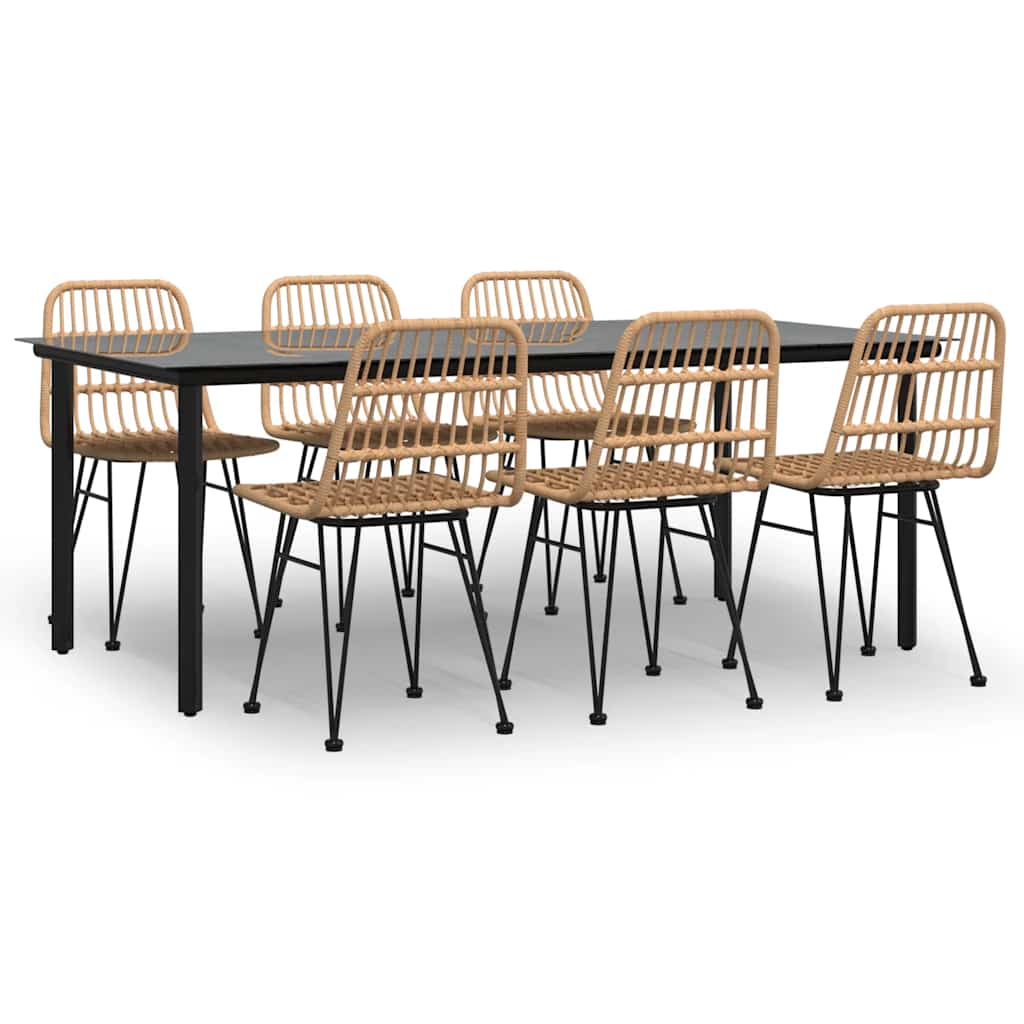 vidaXL 7 Piece Garden Dining Set Poly Rattan 2