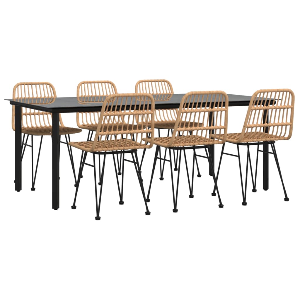 vidaXL 7 Piece Garden Dining Set Poly Rattan 3
