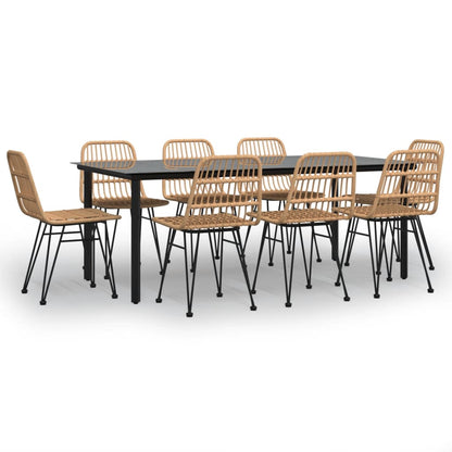 5 Piece Garden Dining Set Poly Rattan Brown 8