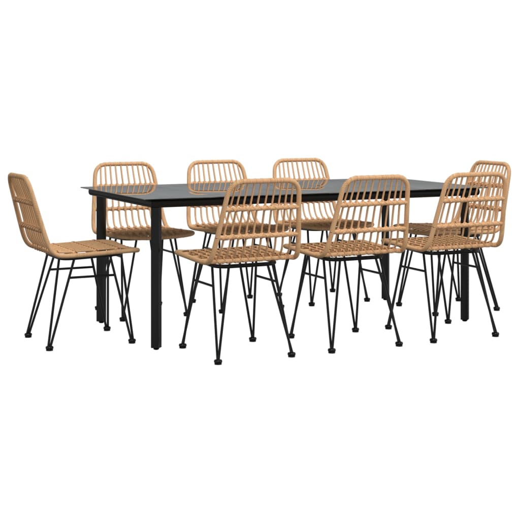 5 Piece Garden Dining Set Poly Rattan Brown 8