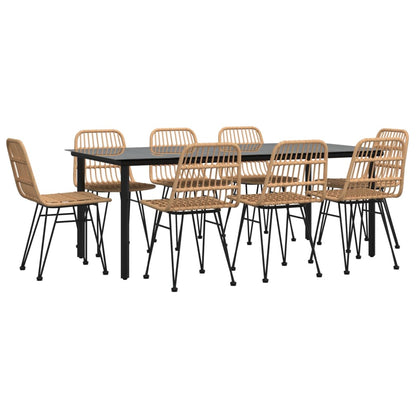 5 Piece Garden Dining Set Poly Rattan Brown 8