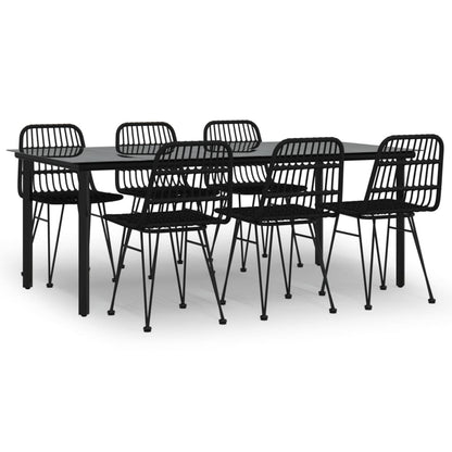 vidaXL 7 Piece Garden Dining Set Black Poly Rattan 2